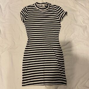 Black and white striped mini dress